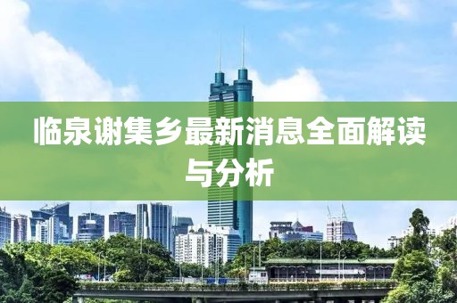 臨泉謝集鄉(xiāng)最新消息全面解讀與分析
