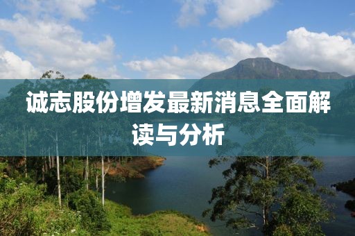 誠志股份增發(fā)最新消息全面解讀與分析