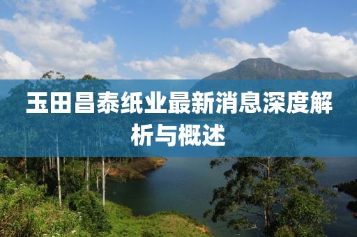 玉田昌泰紙業(yè)最新消息深度解析與概述