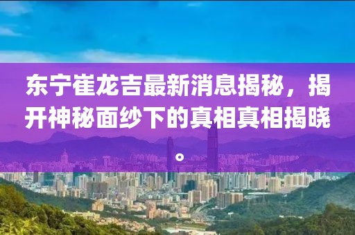 東寧崔龍吉最新消息揭秘，揭開神秘面紗下的真相真相揭曉。
