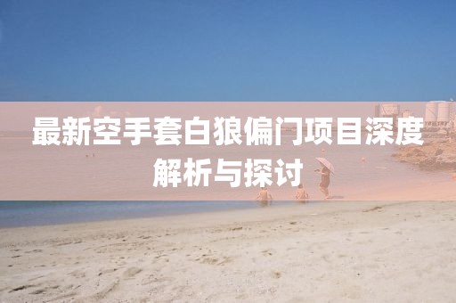 最新空手套白狼偏門項目深度解析與探討