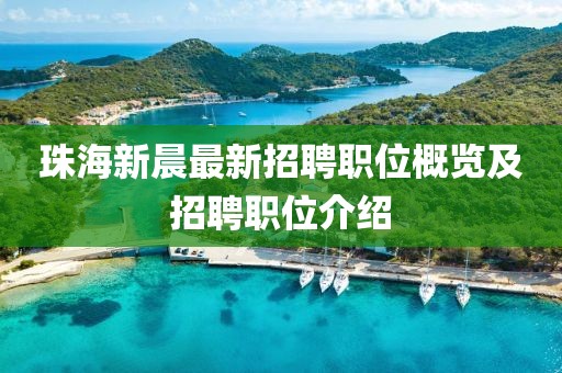 珠海新晨最新招聘職位概覽及招聘職位介紹