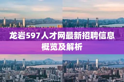 龍巖597人才網(wǎng)最新招聘信息概覽及解析