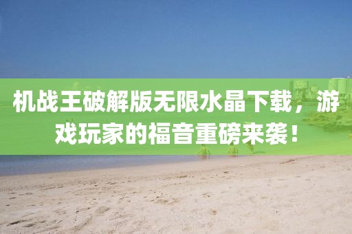 機(jī)戰(zhàn)王破解版無限水晶下載，游戲玩家的福音重磅來襲！