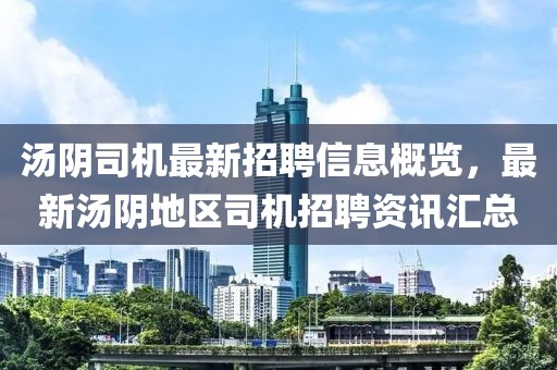 湯陰司機(jī)最新招聘信息概覽，最新湯陰地區(qū)司機(jī)招聘資訊匯總