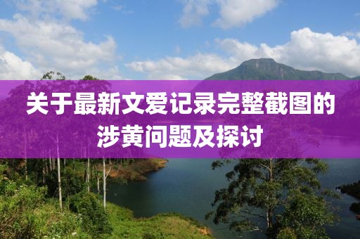 關(guān)于最新文愛記錄完整截圖的涉黃問題及探討