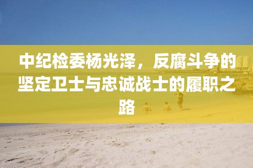 中紀(jì)檢委楊光澤，反腐斗爭的堅(jiān)定衛(wèi)士與忠誠戰(zhàn)士的履職之路