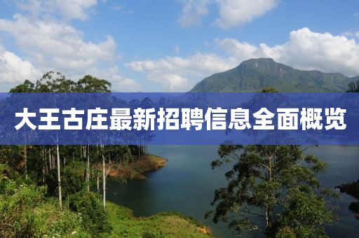 大王古莊最新招聘信息全面概覽