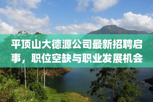 平頂山大德源公司最新招聘啟事，職位空缺與職業(yè)發(fā)展機(jī)會(huì)
